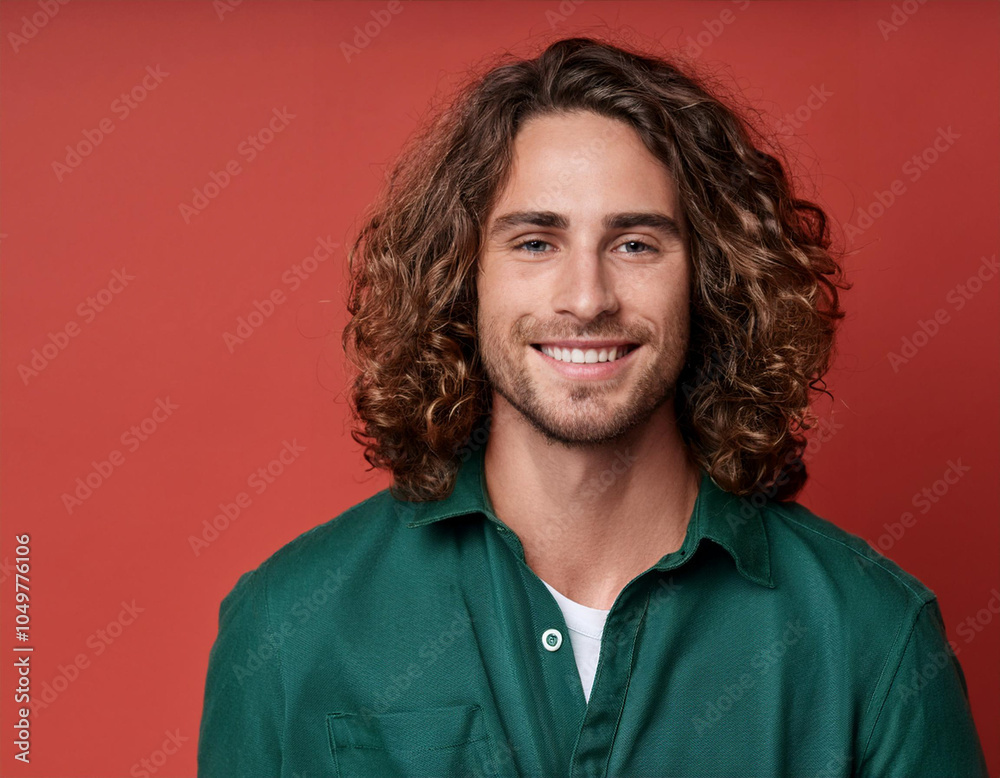 Portrait of Handsome Young Man Happily Smiling Against Colored Studio Background Portrait of Handsome Young Man Happily Smiling Against Colored Studio Background