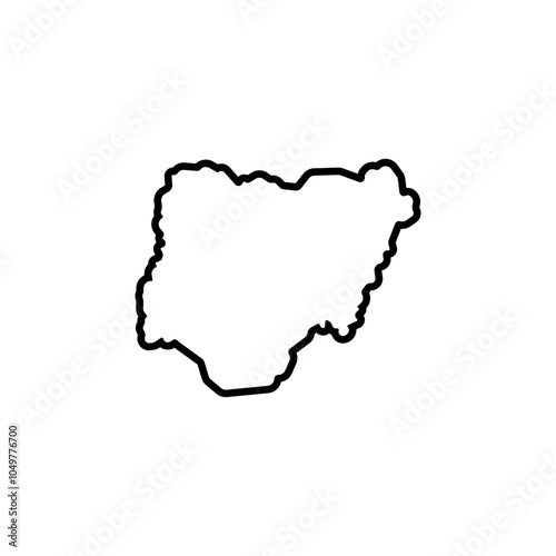 nigeria country map black line border vector icon illustration