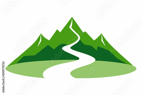 International Mountain Day Hiking Path Vector Illustration