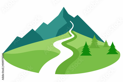 International Mountain Day Hiking Path Vector Illustration