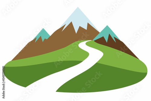 International Mountain Day Hiking Path Vector Illustration