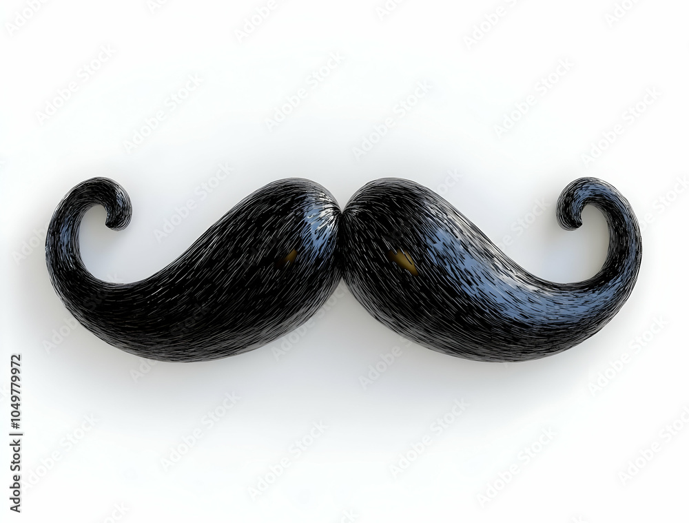 3D Mustache Rendering on White Background 3D Mustache Rendering on White Background