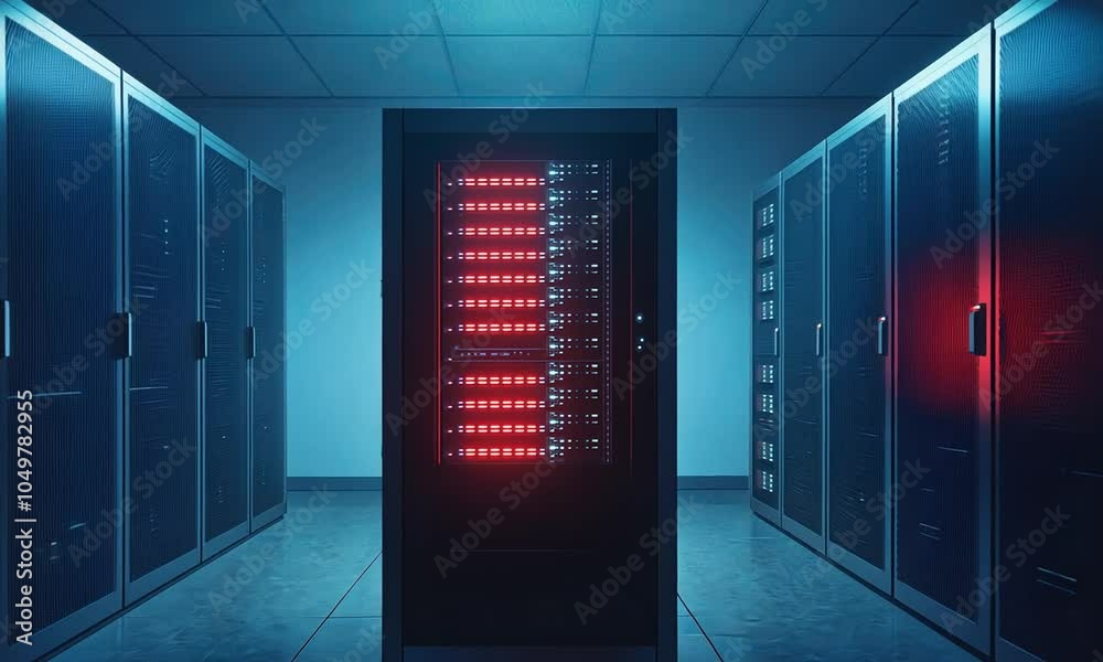 Server Room with Blue and Red Lighting Server Room with Blue and Red Lighting