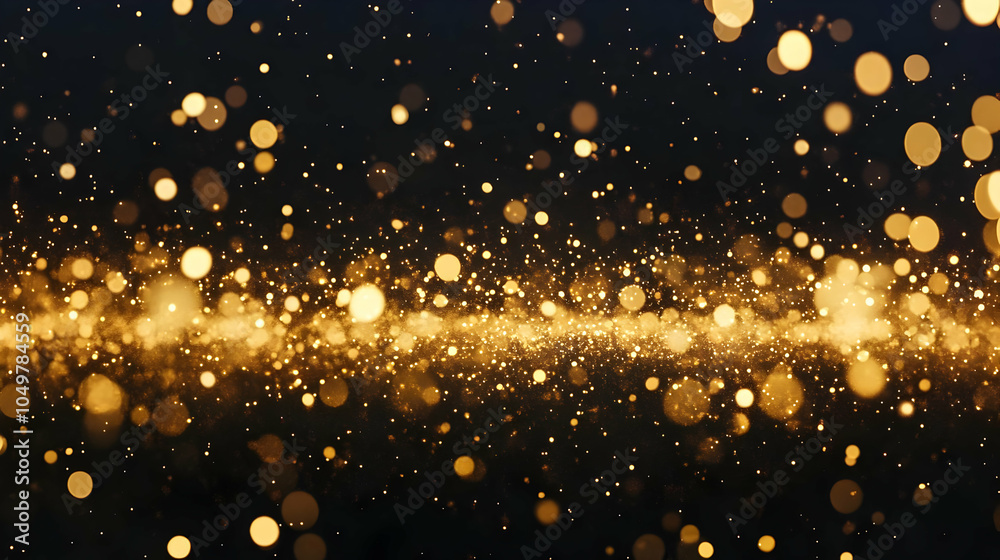 Obraz premium Gold Particles Sparkling on a Black Background