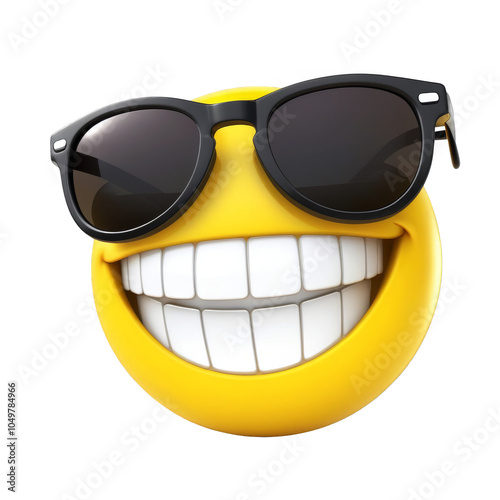 Yellow smiley emoji with cool sunglasses, perfect for fun and expressive social media graphics