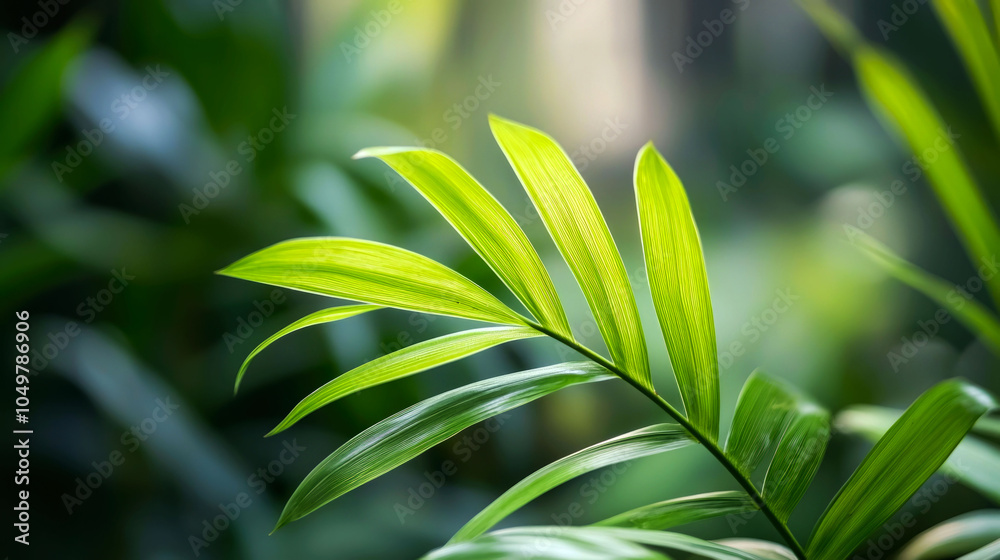 Obraz premium Closeup of a green leaf with sunlight shining through.