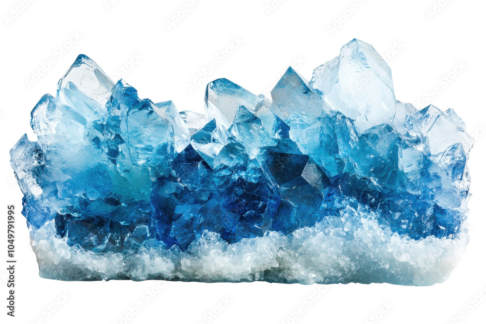 Fototapeta premium Stunning blue crystal formation showcasing intricate details and vibrant hues, perfect for nature enthusiasts and mineral collectors.