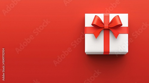 Simple White Gift Box on Red