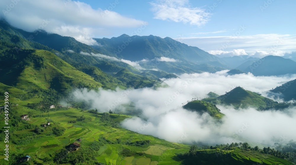 Fototapeta premium Mountainous Landscape with Fog