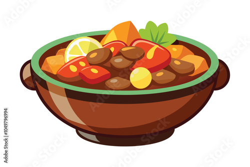 Goulash with Meat and Vegetables Icon Vector isolated on White Background.