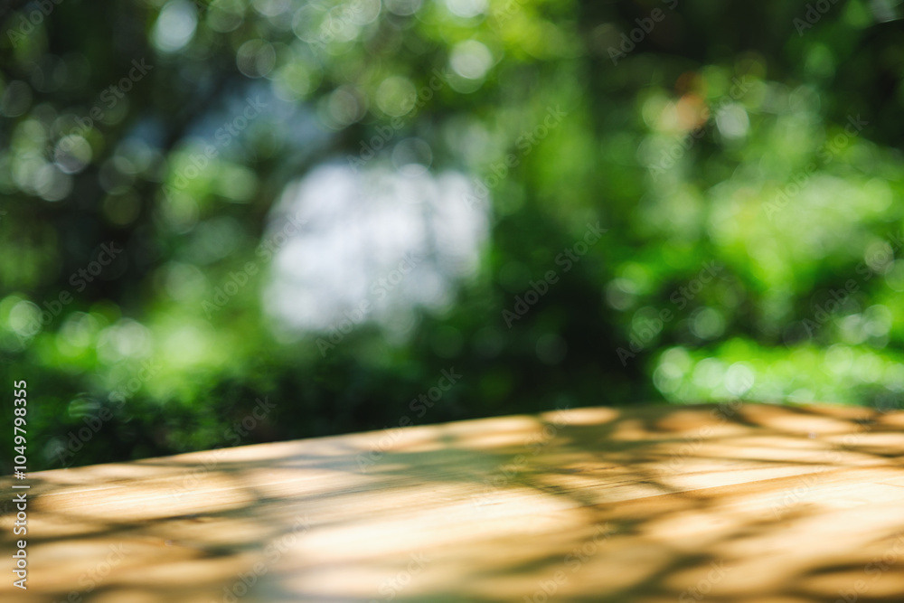 Wooden table in the garden Wooden table in the garden
