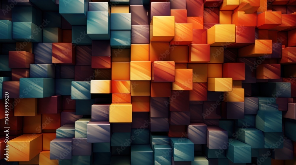 Fototapeta premium Abstract 3D Pattern with Colorful Cubes