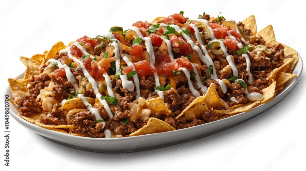 Elegant 3D Style Nachos on White Background Elegant 3D Style Nachos on White Background