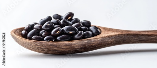 black turtle beans on a rus...