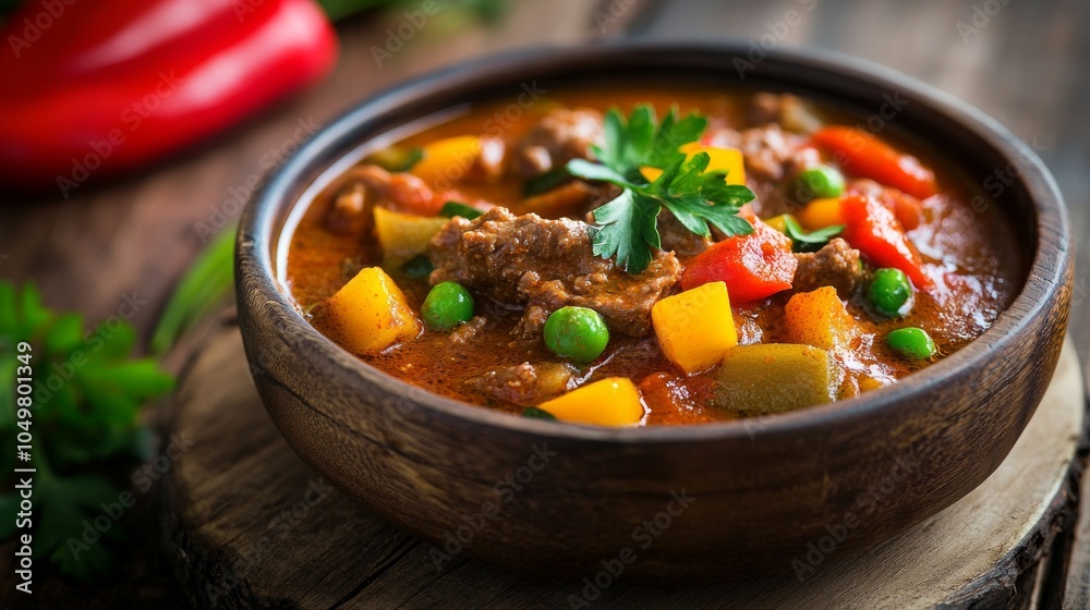 Rustic Goulash with Paprika in Studio Lighting Rustic Goulash with Paprika in Studio Lighting