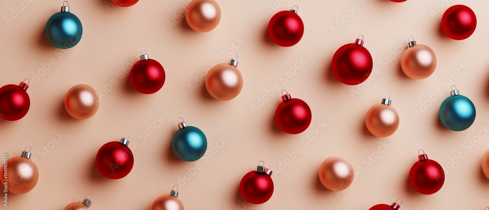 A bunch of Christmas ornaments with red and blue balls A bunch of Christmas ornaments with red and blue balls