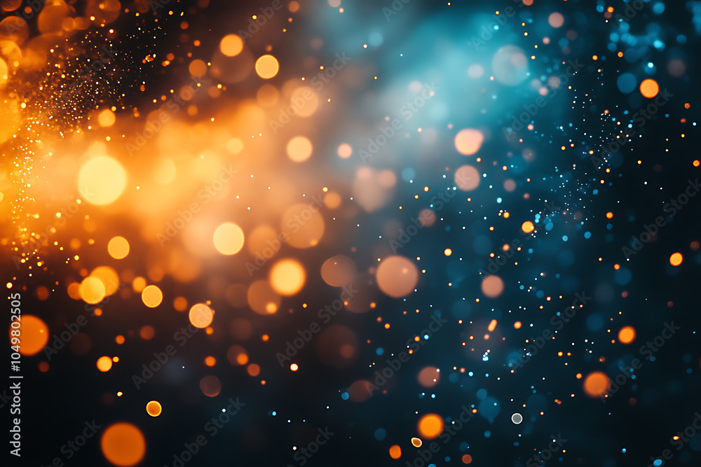 Obraz premium Abstract background with bokeh lights in orange and blue tones.