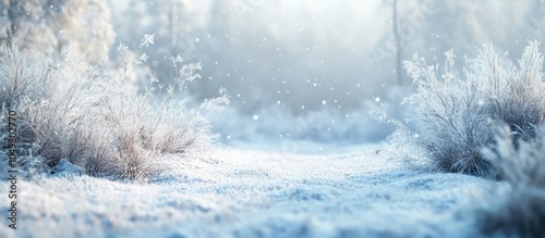 Frosty grass blanketed in s...