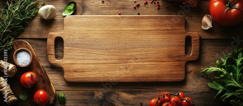 Cutting board on a rustic w...