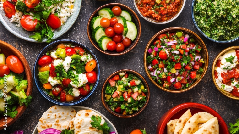 Vibrant Eastern Salads with Creative Plating and Colors Vibrant Eastern Salads with Creative Plating and Colors
