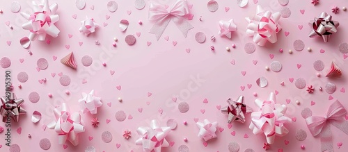 Pastel pink confetti bows a...