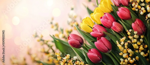 Fresh tulips mimosa featuri...