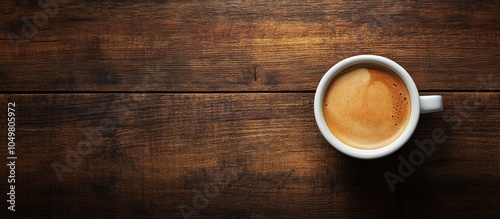 Cup of coffee on a brown wo...