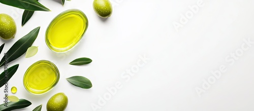 Frame of green olive fruit ...