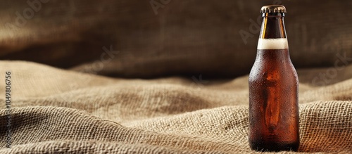 Beer bottle on burlap with ...