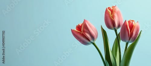 Three tulips against a ligh...