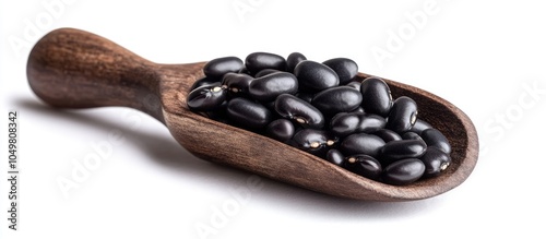 black turtle beans on a rus...