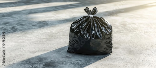 A black garbage bag placed ...