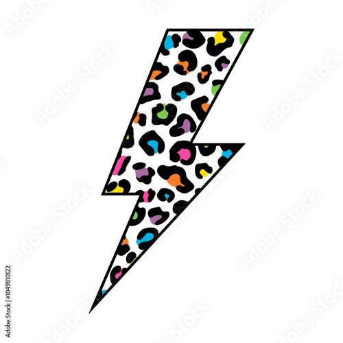 Lightning bolt leopard print svg cut file. Isolated vector illustration.