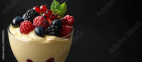 Milk pudding topped with be...
