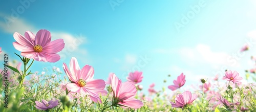 Pink cosmos flowers bloomin...