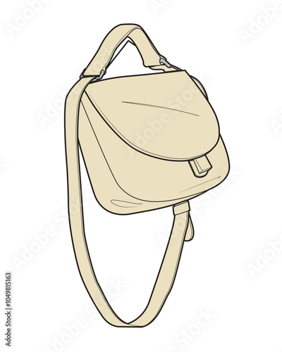 Ladies patchwork crossbody bags flat drawing vector design mockup template.