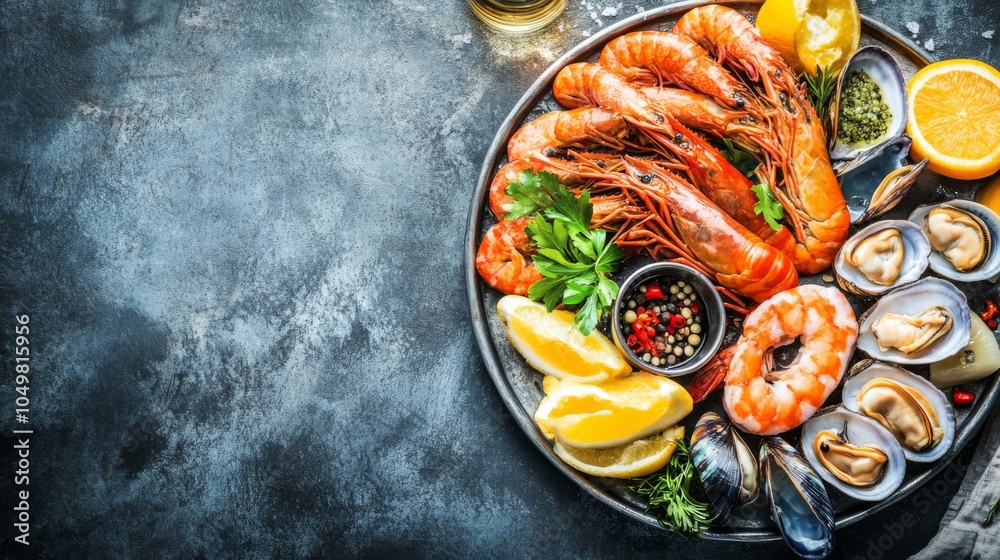 Elegant Shellfish Platter with Fresh Ingredients Elegant Shellfish Platter with Fresh Ingredients