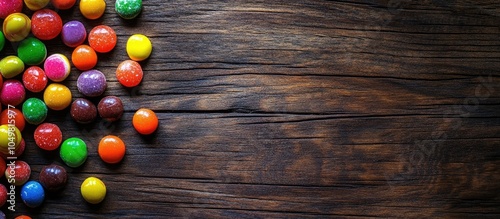 Vibrant candies on a wooden...