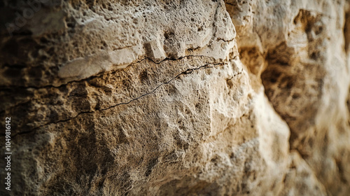 Close-up view of rough, textured rock surface with natural cracks and crevices.