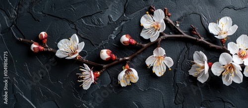 apricot blossoms on a black...
