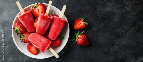 Strawberry ice cream popsic...