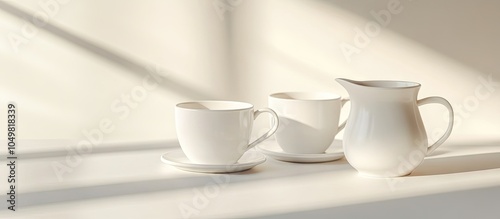 Close up of white cups and ...