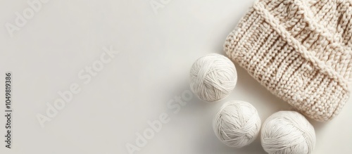 Knitted cap Beige yarn ball...