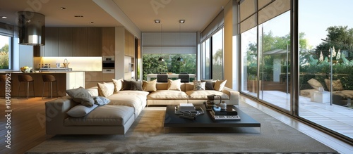 Roomy living room interior....
