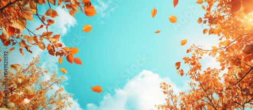 Autumn foliage set against ...