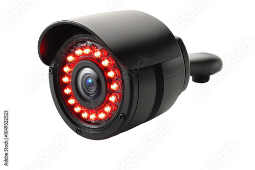 Black security camera with infrared led for surveillance. photo