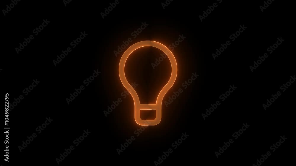 Lightbulb stroke icon glowing neon brown color animation Lightbulb stroke icon glowing neon brown color animation