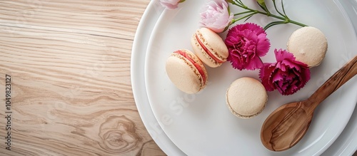 Macaroons on a white plate ...