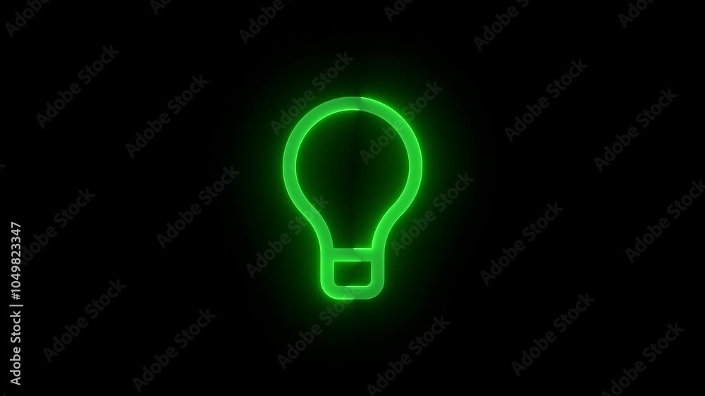 Lightbulb stroke icon glowing neon green color animation Lightbulb stroke icon glowing neon green color animation
