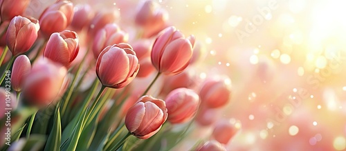 Spring blooming tulips pink...